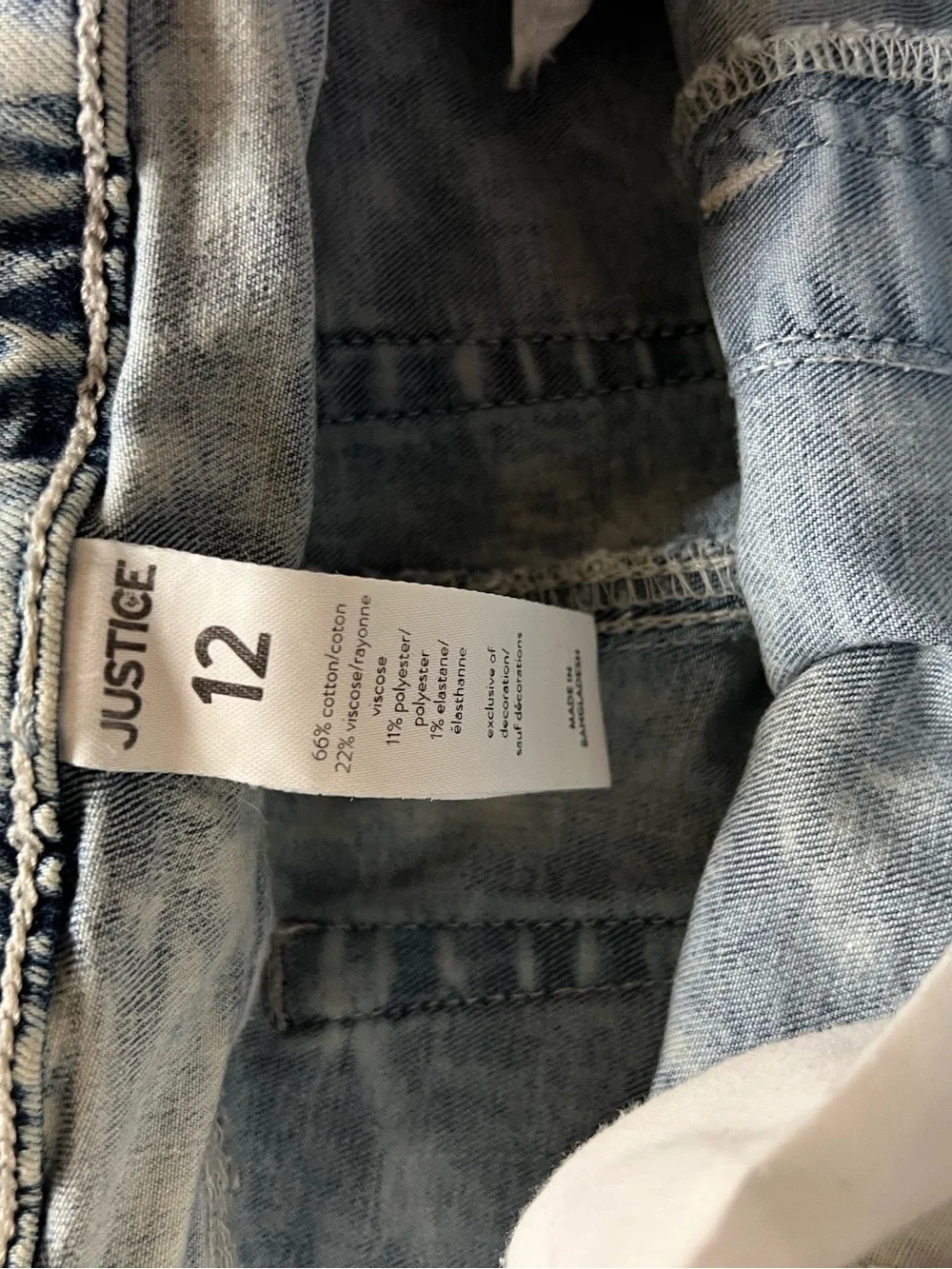 Justice Light Blue Washed Denim Shorts Sz 12